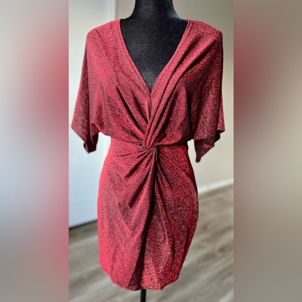 She + Sky Glittering Red Mini Dress